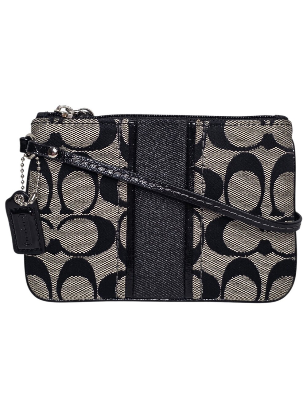 Coach Small Signature Stripe Wristlet Classic Designer Handbag Accessories